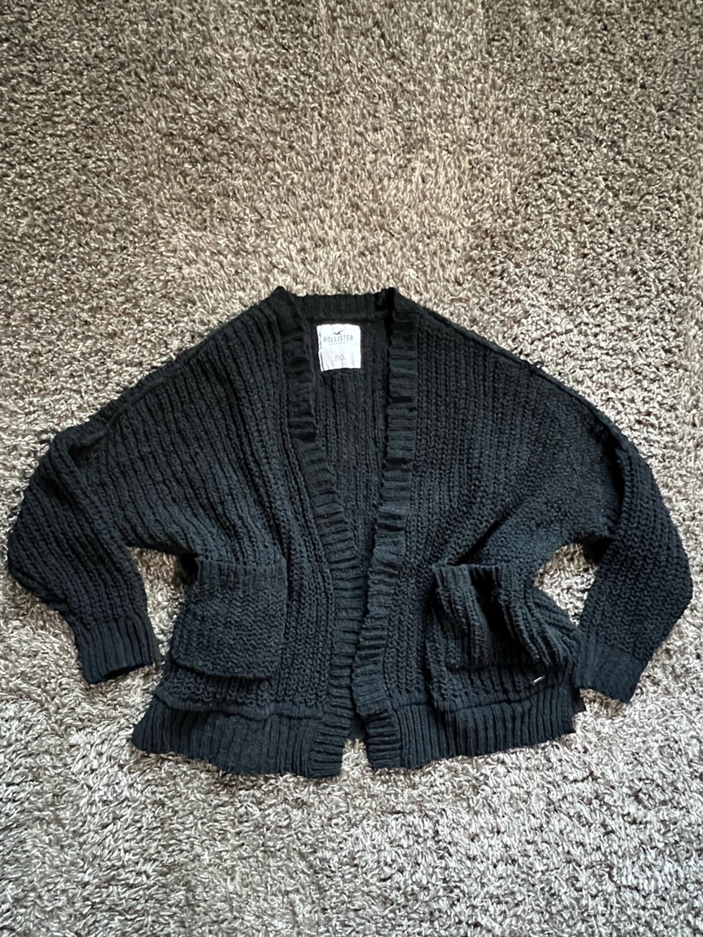 Hollister Black Chunky Open-Front Knit Cardigan